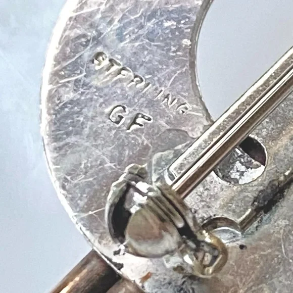 Vintage 10K GF Sterling Silver& Opal Modernist Deco Geometric Brooch Pin Pendant - Picture 4 of 9